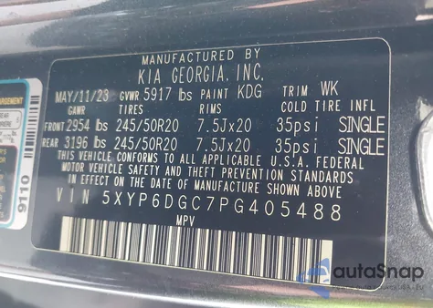 2023 Kia Telluride S z USA, uszkodzony, nr VIN 5XYP6DGC7PG405488